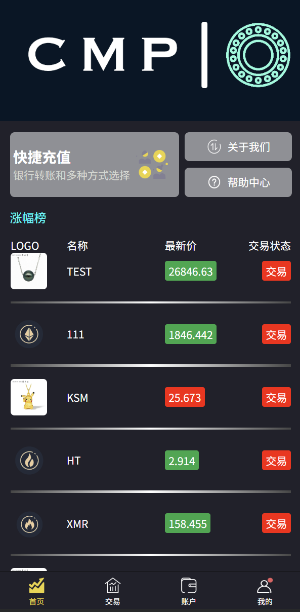 uniapp 微交易虚拟币行情